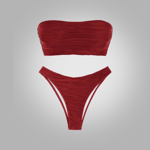 Zaful Other - NWOT ZAFUL Textured Bandeau Bikini Set Lace-Up